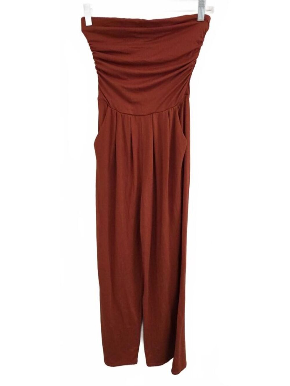 Heart & Hips Terracotta Casual Strapless Ruched Jumpsuit Romper Size Small